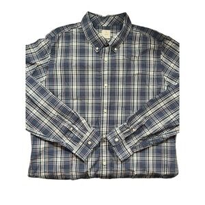 GAP Lived-In Mens Blue White Red Plaid Dress Shirt XL